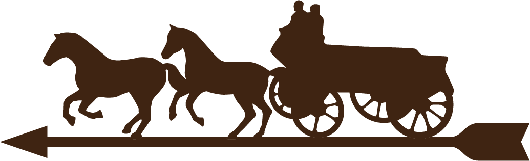 Horse and wagon silhouette on an arrow